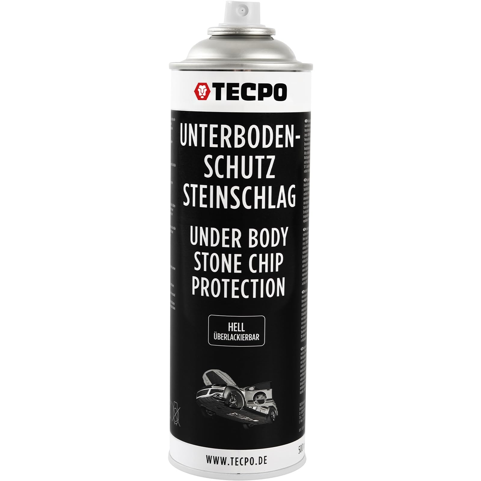 TECPO 4x Unterbodenschutz überlackierbar hell, 500 ml + Pistolengriff