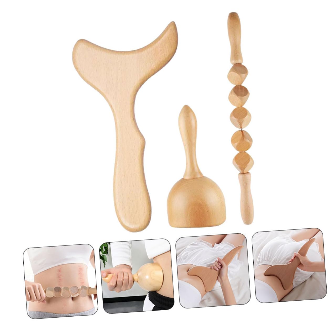 Abaodam Massaggiatore Per Corpo in Legno 11.8" Bastone Manuale Per Massaggio Muscolare e Anticellulite Uso Domestico Per Relax e Sollievo Da Tensione