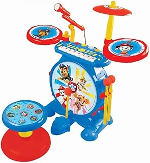 Lexibook, Paw Patrol K610PA Electronic Set for Kids Musical Toy Game, Realistic Drum Sound, 8 Keys Keyboard, MP3 Plug, Seat Included, Blue/Red