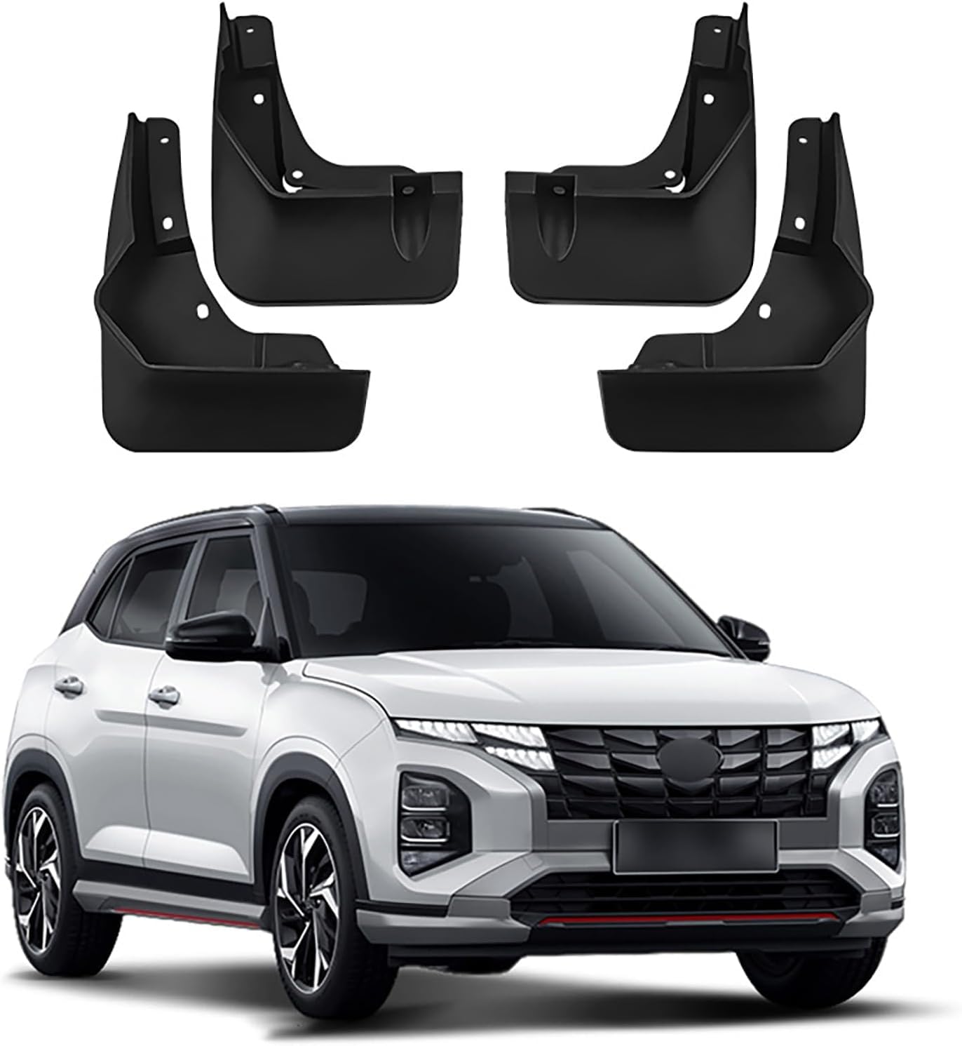No-Drill Mudflaps for Hyundai Creta Prime 2022-2023, Bolt-On Kit,Road Legal