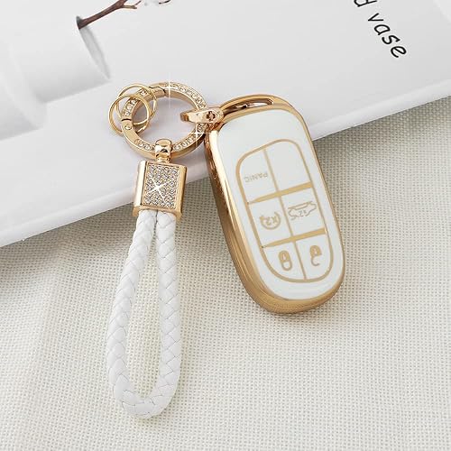 Miniatura 7 de PIFOOG Funda para llavero Jeep, brújula Grand Cherokee Renegade, accesorios de oro blanco, TPU suave, funda para llaves de coche, cubiertas
