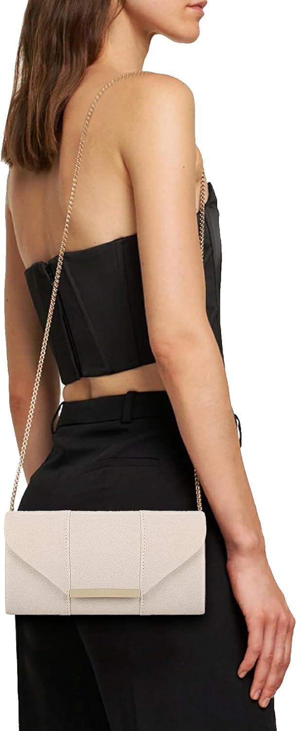 Dexmay Women Faux Suede Envelope Clutch Purse Evening Velvet Handbag Foldover Shoulder Crossbody Bag - Image 2