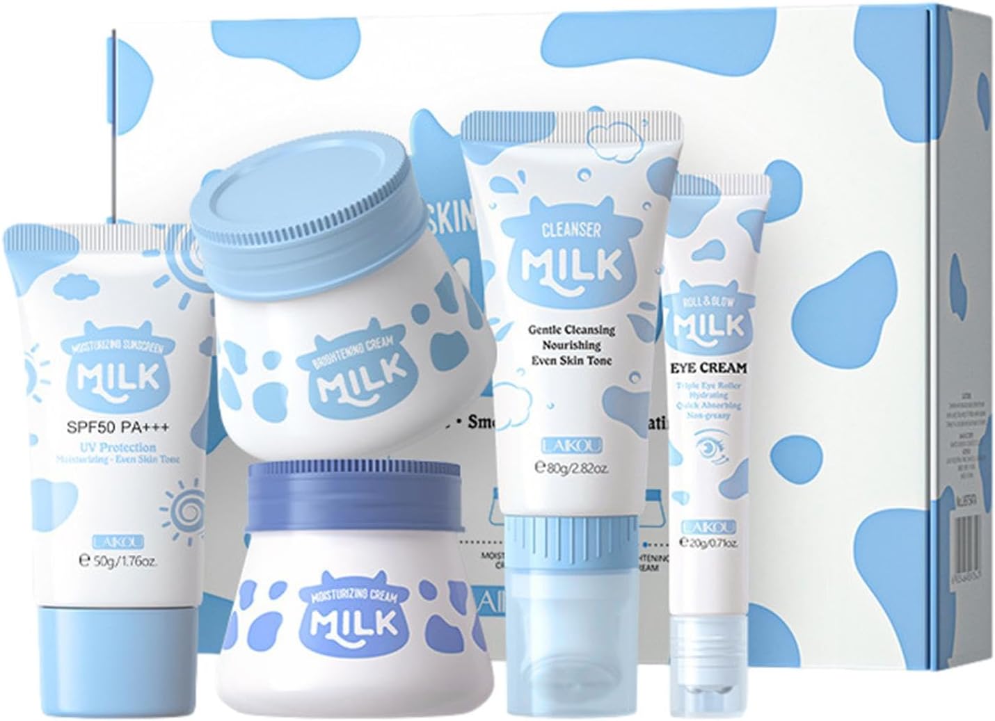 huidverzorgingsset, Bubble Milk Huidverzorgingsset, milde gezichtsverzorgingsset, huidverzorgingscadeauset met reinigingsmiddel Diepe hydraterende gladmakende huidverzorgingsset