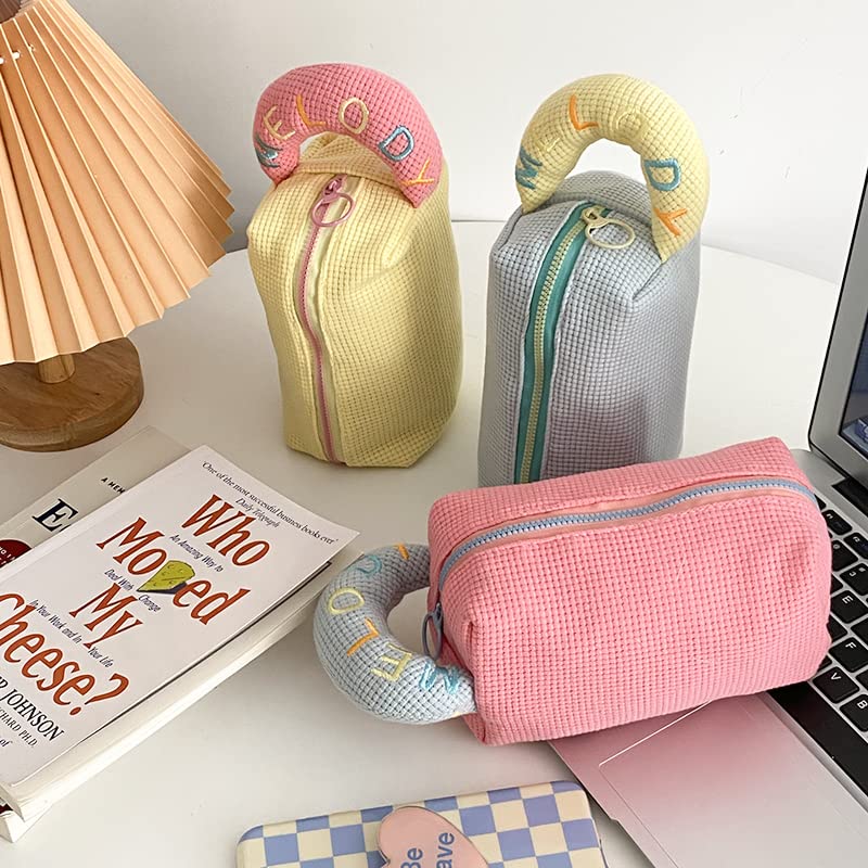 Miniatura 5 de Kawaii - Bolsa de cosméticos linda bolsa de maquillaje para mujer, bolsa de maquillaje de viaje, bolsa organizadora de maquillaje (azul)