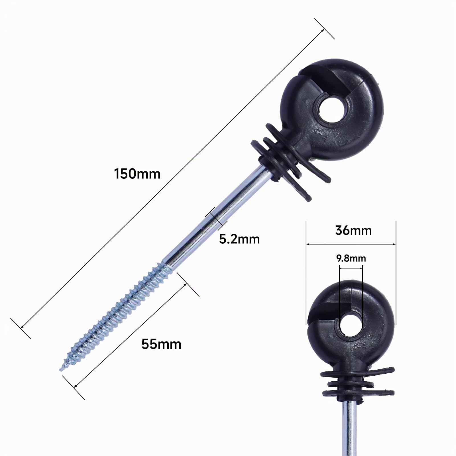 25 Pièces Isolateur Cloture Electrique, Longueur Totale : 150 mm | Pour Piquets en Bois · Pour Fil, Fil Poly & Corde · Installation Facile · Structure Durable