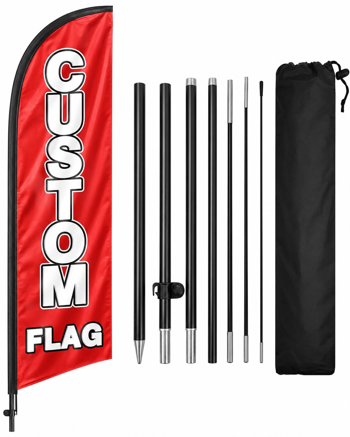 FSFLAG Personalised Feather Flag Kit with Ground Spike, Custom Logo Banner 8.2 ft for Business, Events and Outdoor Display