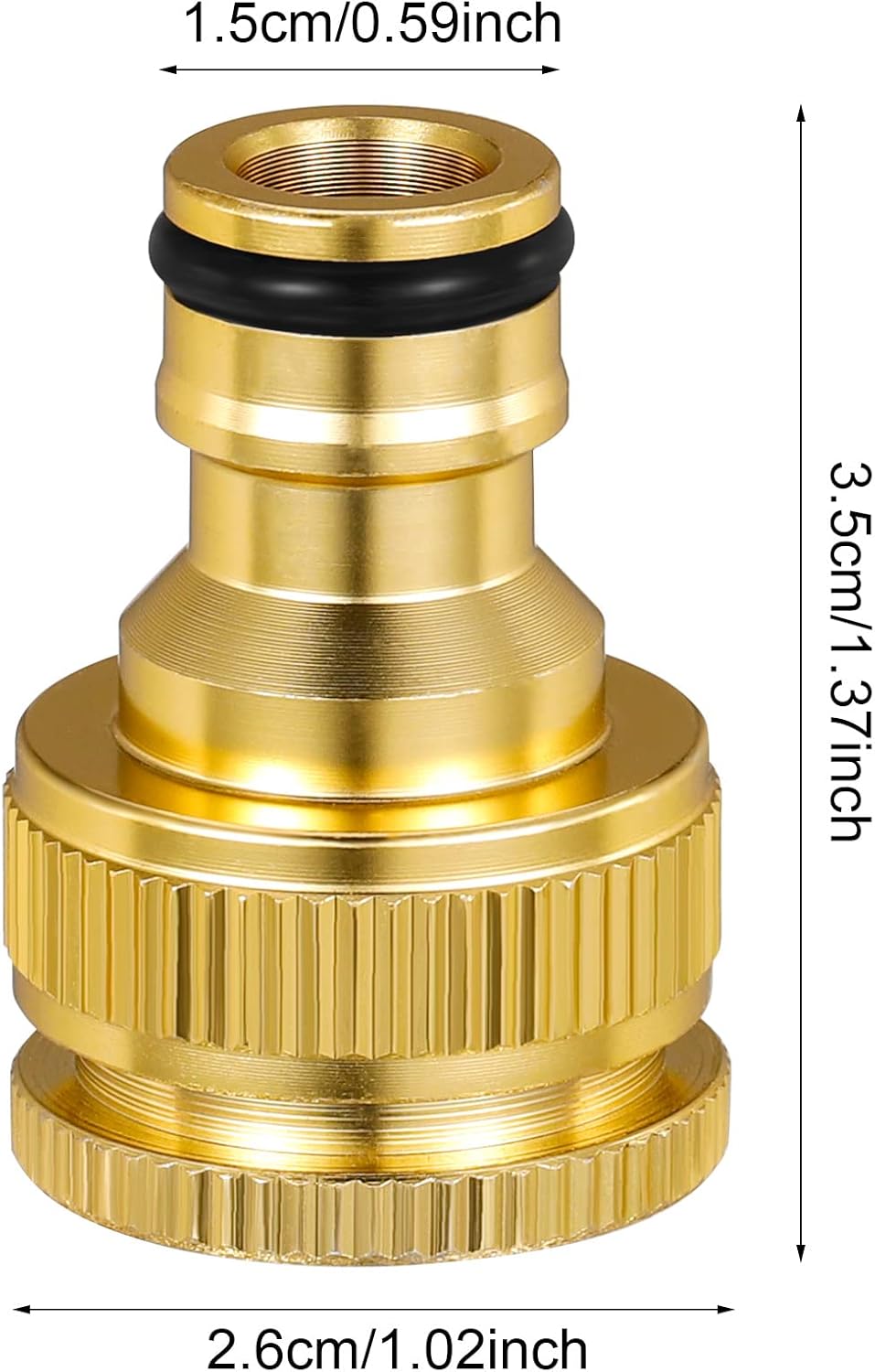 Dacitiery 2 Pack Brass Garden Hose Tap Connectors, 3/4 inch & 1/2 inch