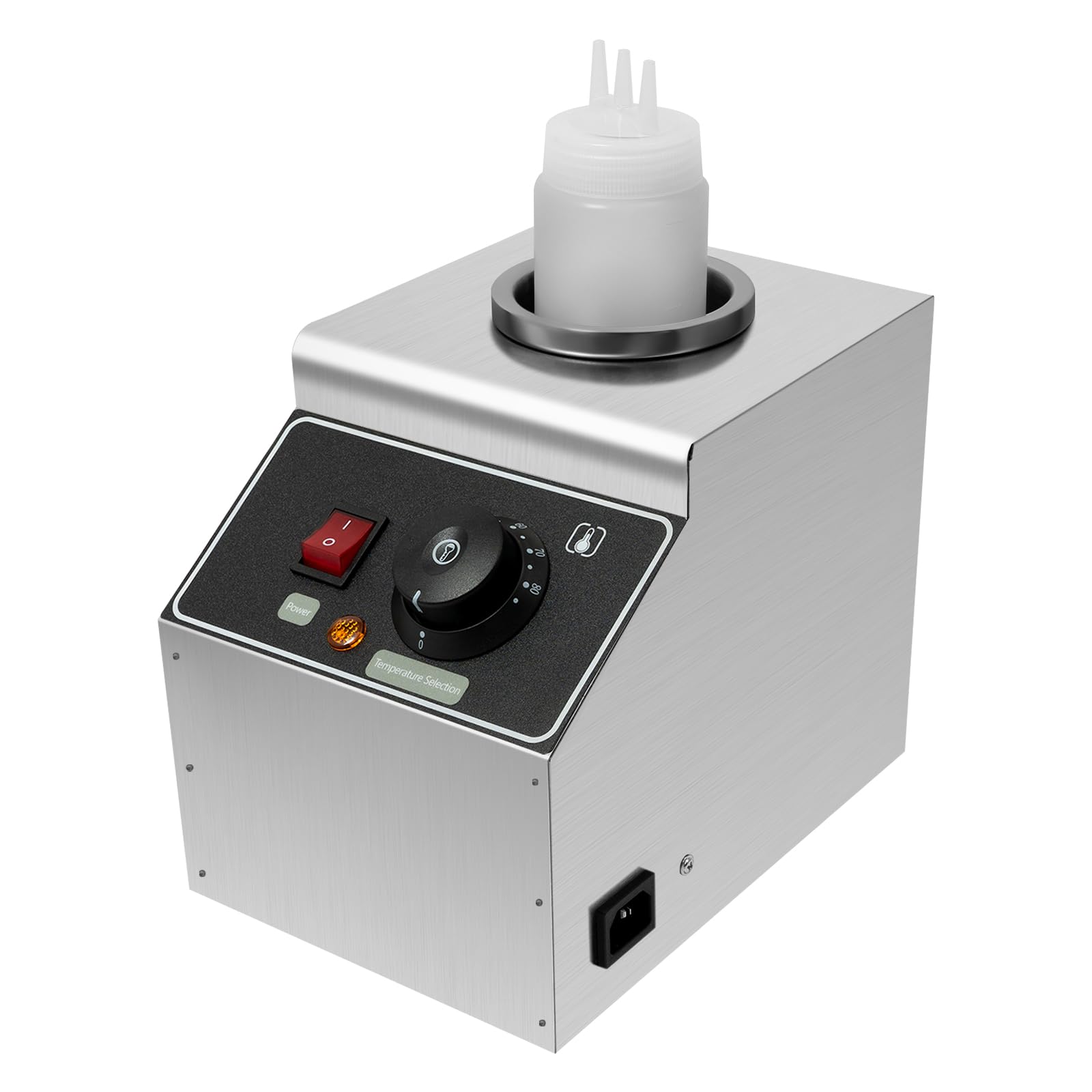 Chauffe-sauce électrique Chauffe-fromage Distributeur en acier inoxydable avec bouteille de 0,57 L, 80W, 220V, pour restaurants, cafés et fêtes - Fonction de maintien au chaud compacte pour