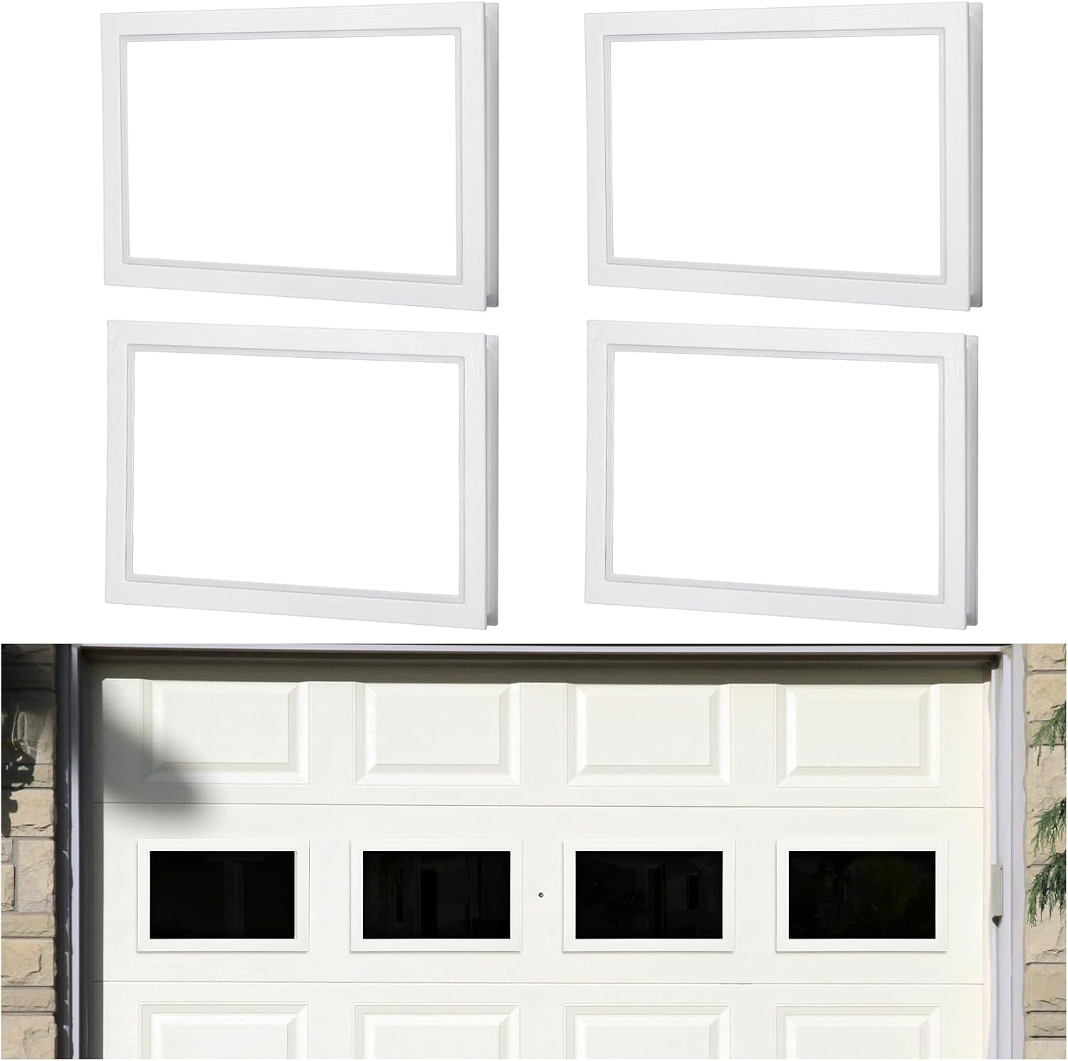 Tandefio 4 Pcs Garage Door Windows Vinyl with UV Resistant Plexy Glass