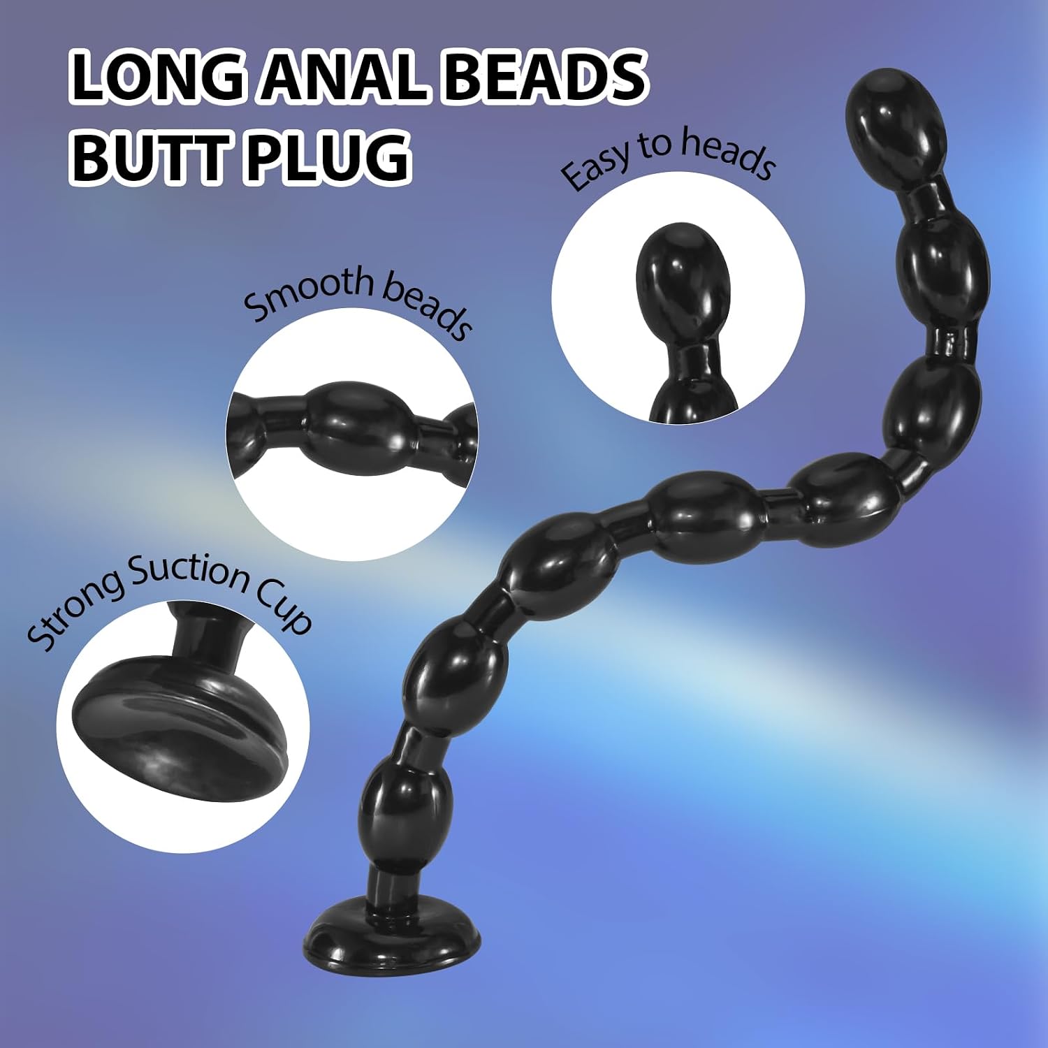 19.3inch Super Long Anal Plug Dildo,XL Anal Beads Butt Plug with 8 Thick Balls Soft Anal Chain Trainer with Suction Cup for Vaginal G Spot Stimulation Anus Dilator Adult Sex Toys for Men Women