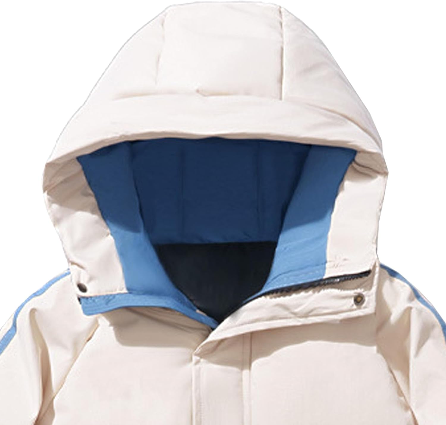 Men's Winter Warm Hooded Jacket Thick Windproof Color Block Coat Parka Slim Fit Padded Outwear With Hood