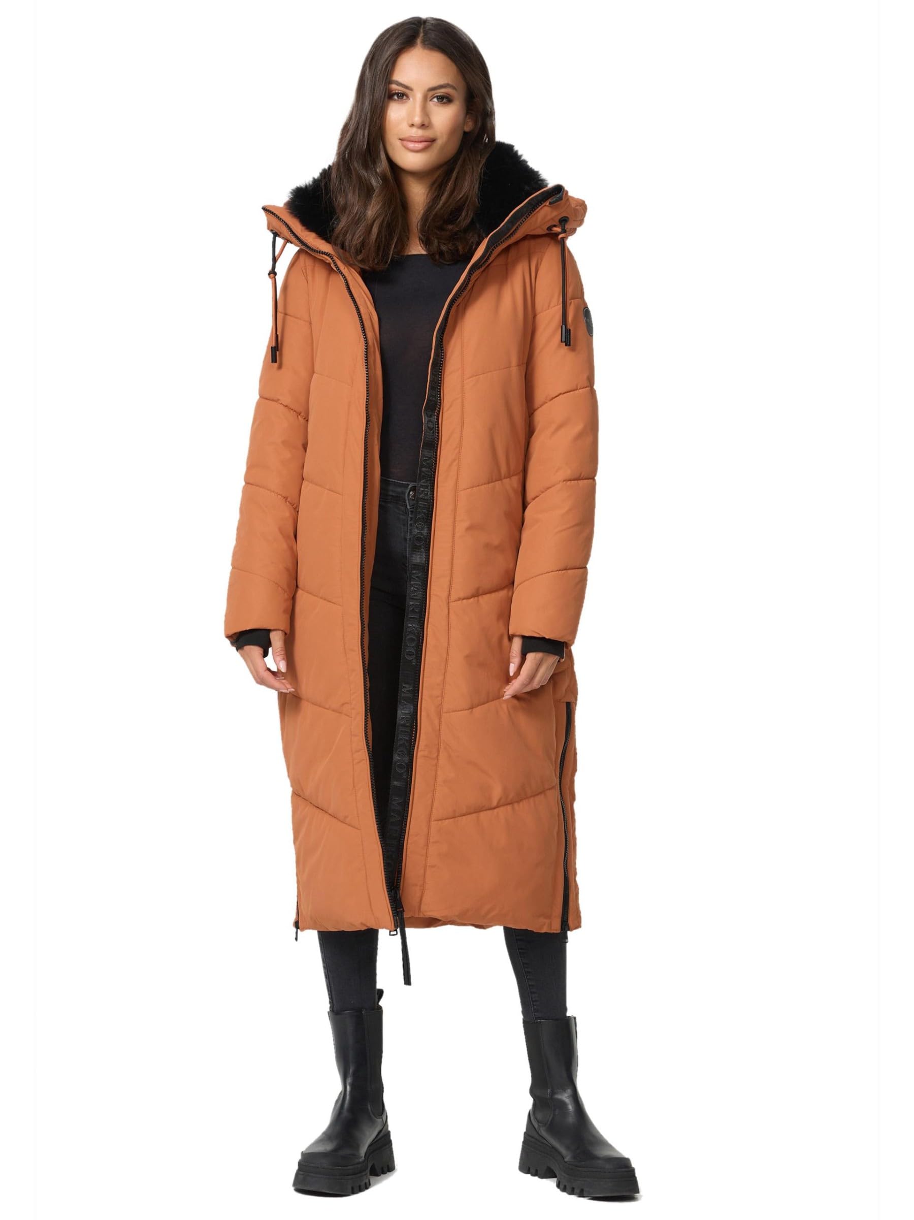 MARIKOO Giacca invernale da donna, parka lunga, trapuntata, B979