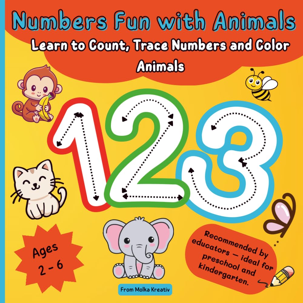 Numbers Fun with Animals: Learn to Count, Trace Numbers & Color Animals