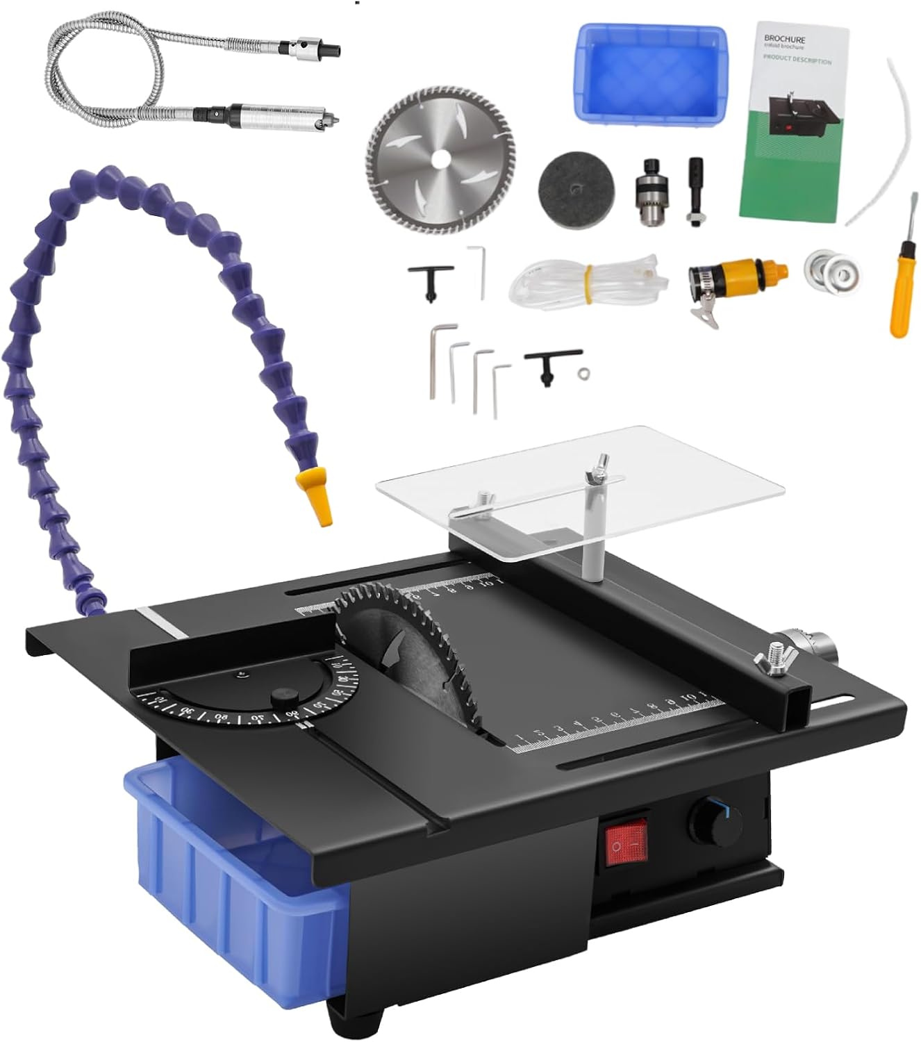 1850W Gem Faceting Grinder and Polisher Machine, Table Saw Grinding Polishing kit Machine, 10000RPM Adjustable Speed with Flexible Shaft for Cutting Jade, Wood, Metal DIY