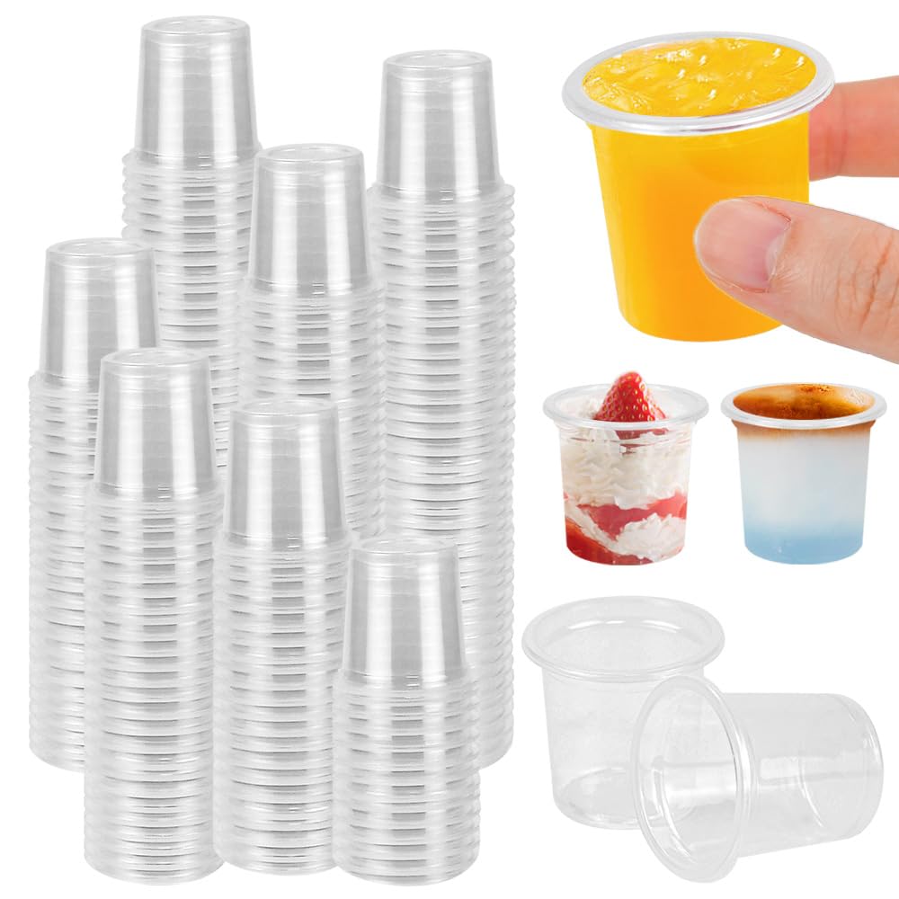 Kleemeiero 200PZS Vasos Chupito Plastico 20ML Mini Vasos Plastico Taza de Degustación Vasos de Chupito Transparentes Vasos Plastico Duro para Supermercado, Fiesta, Bodas, Cumpleaños, Navidad, Tequila