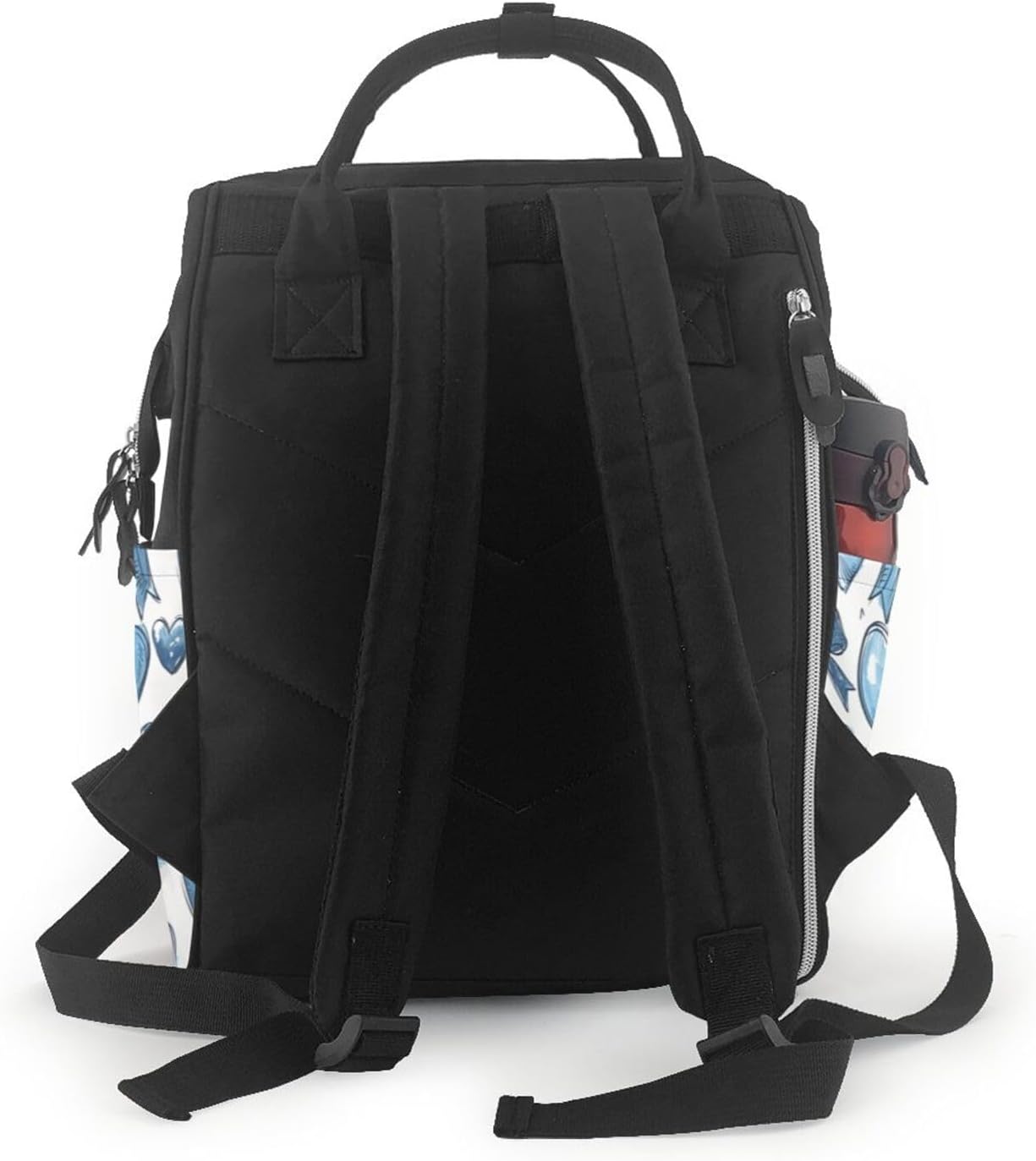 Blue Heart Peach Bow Diaper Bag Backpack for Women Large Capacity Nappy Bag Multifunction Waterproof Mummy Backpacks for Mom Dad Essentials Casual Daypack Travel Bags