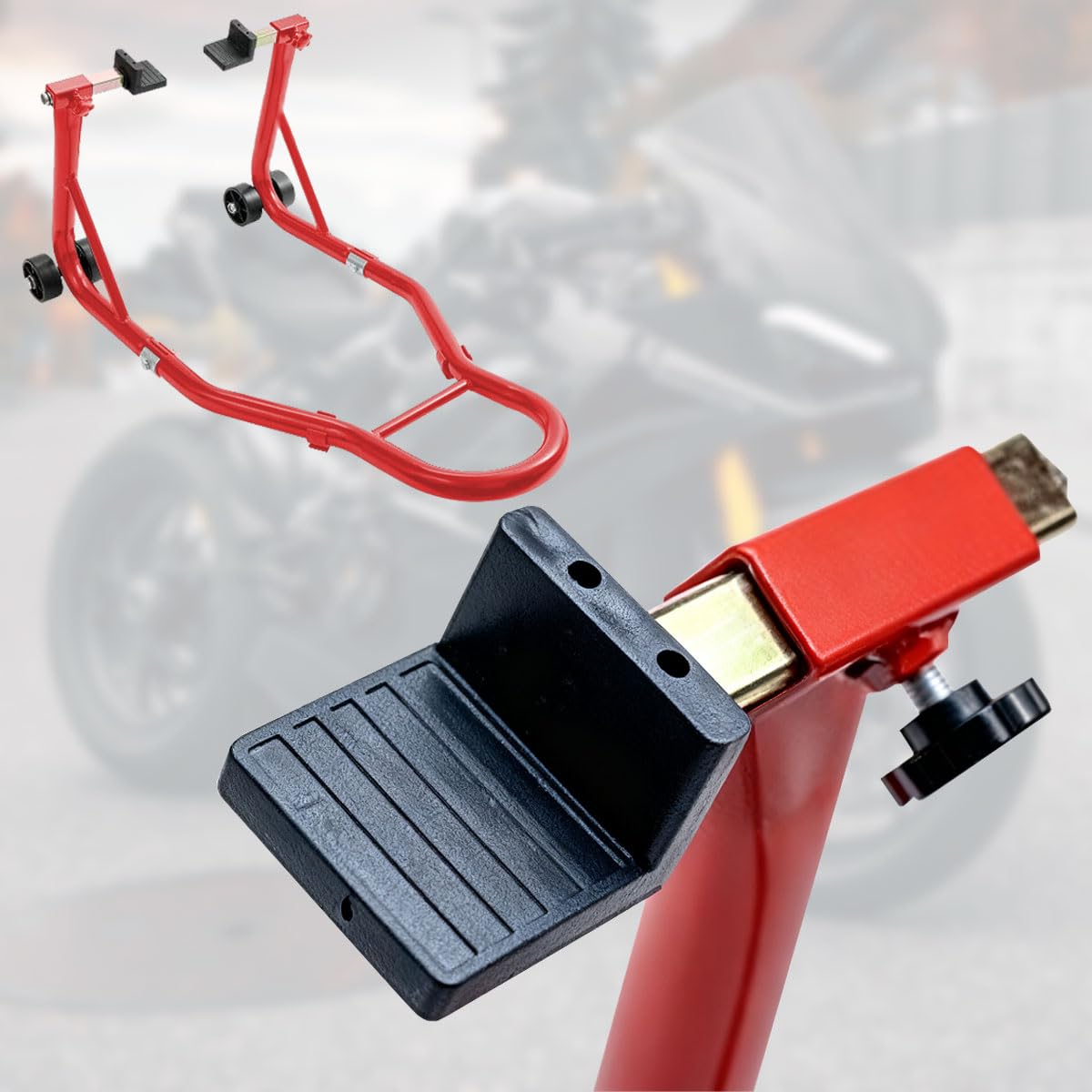 2 PCS Adaptadores para Caballete Trasero de Moto, 16*2*2cm Caballete de moto delantero trasero Elevador Soporte Adaptador para Moto Brazo Basculante, Mantenimiento de Garaje, Limpieza de Moto