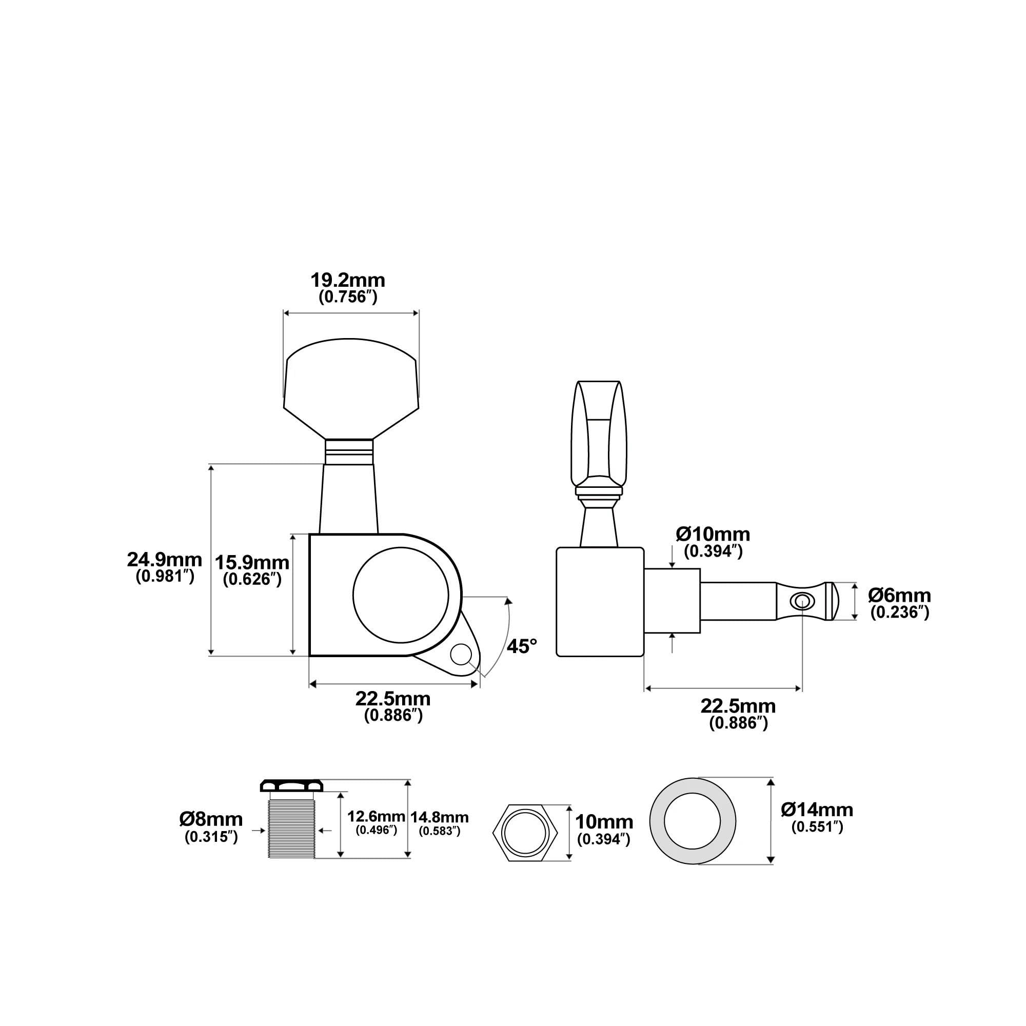 Juego De Afinador Profesional Incluido Para ST Tele Y Otras Guitarras Clavijas Afinación Universales Guitarra(Silver)