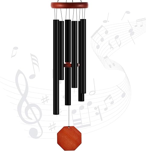 Miniatura 13 de Leinuosen Campanillas de viento para campanillas de viento exteriores, tonos profundos de 28 pulgadas con 6 tubos de aluminio, campanilla de viento