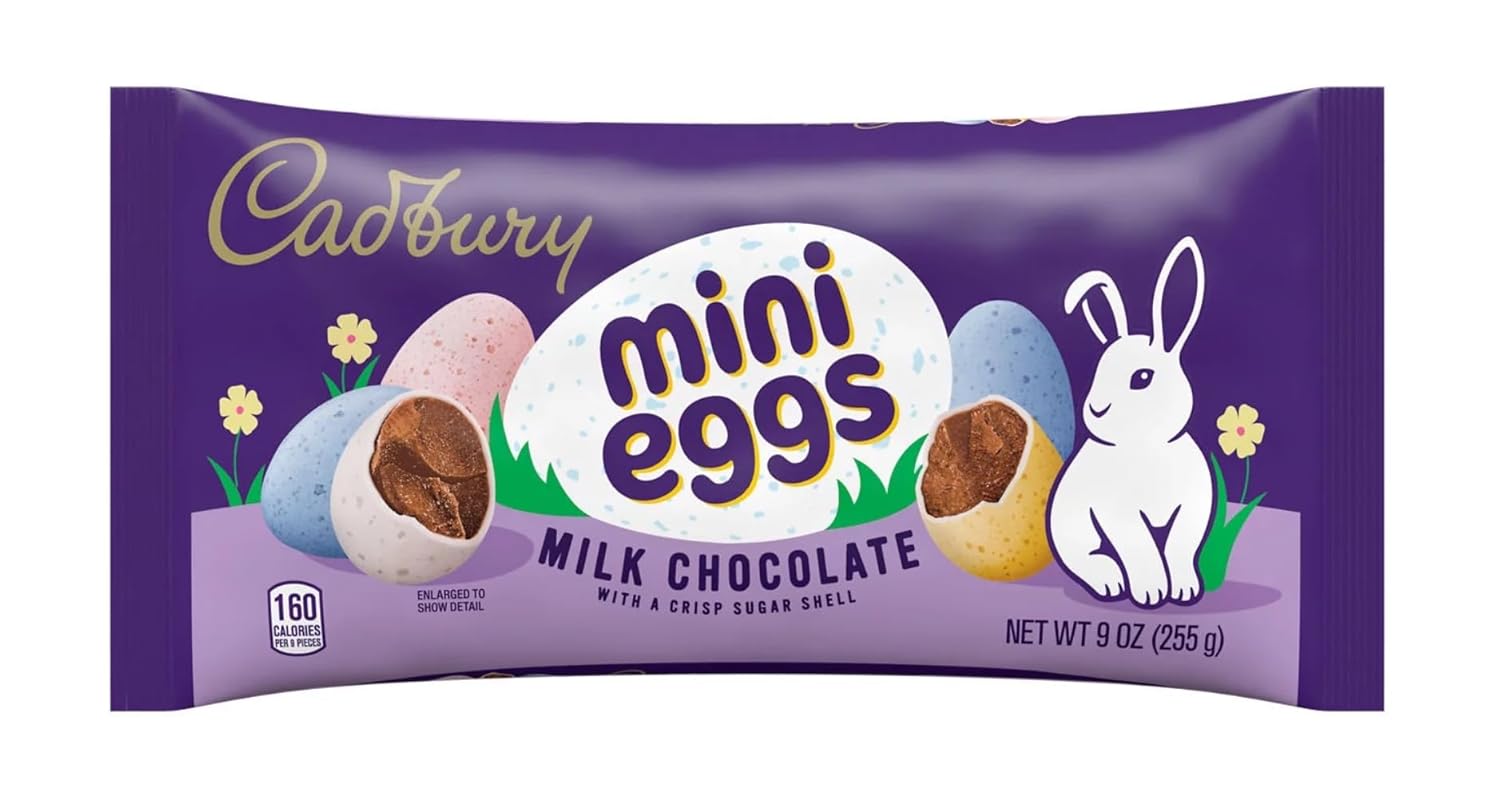 Mini Cadbury's Eggs Milk Chocolate Filled Easter Candy - Pack of 4 - Smiling Sweets - Delicious Chocolate Covered in Candy Shell - The Timeless Classic That Everyone Enjoys