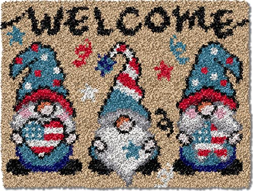 Tezkim Latch Hook Kits For Adults Kids Christmas Rug Making Kits With Printed Canvas Carpet Tapestry Kits Diy Needlework Doormat Creative Gift Home Decoration 20.5Inch X13.8Inch (Beige) #TOP29