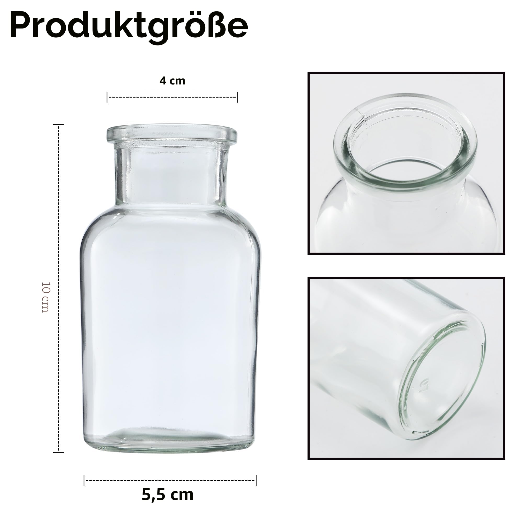 12 Stück Kleine Vasen,125ml Vasen Klein Tischdeko mit 10M Juteschnur,Glasvasen FüR Tischdeko,Retro Design,geeignet für Hochzeitsdekoration,Geburtstag,Party Set (125 ML)