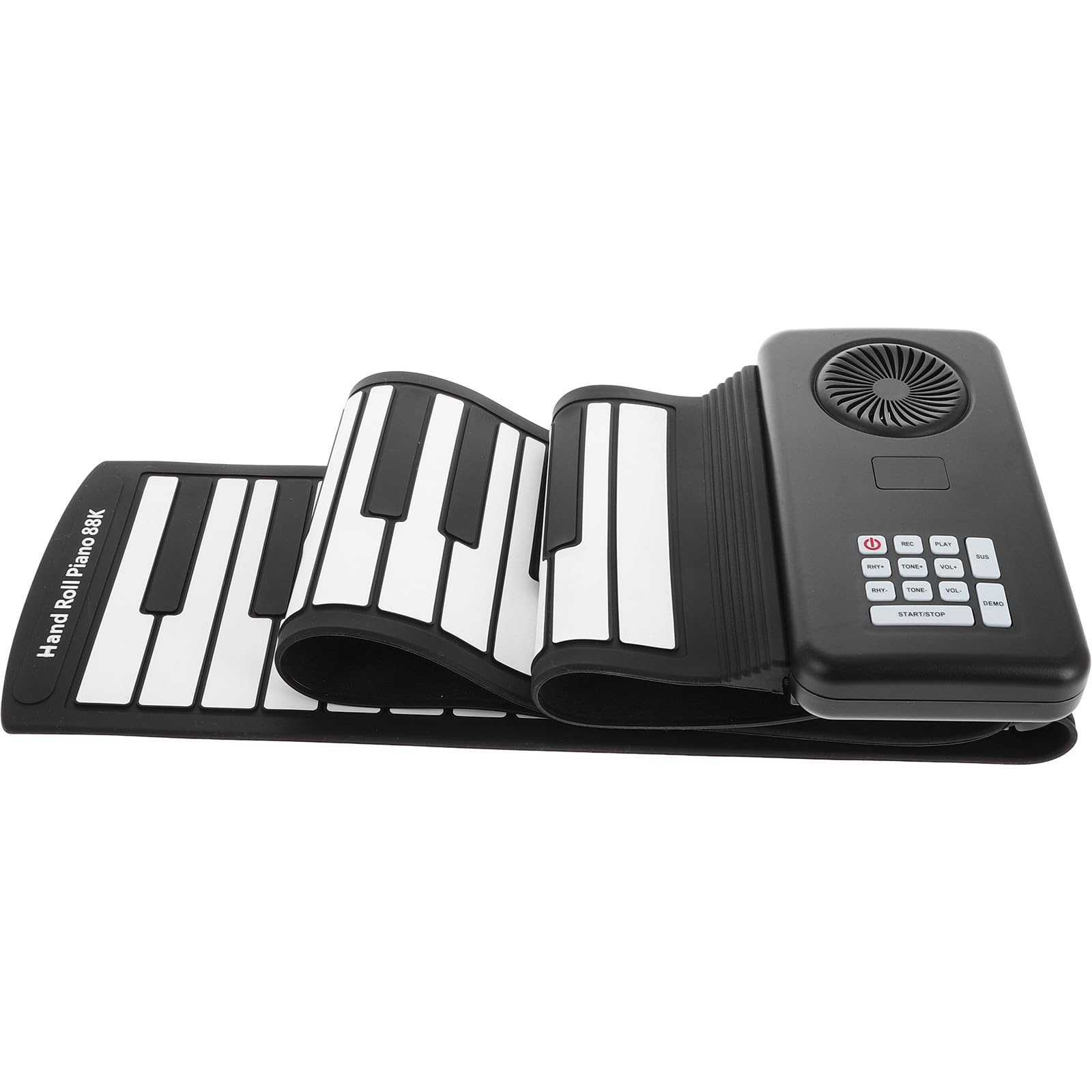 MERRYHAPY Pianoforte Nero 88 Tasti Arrotolabile Elettronico in Silicone Tastiera Portatile Alimentata a Batteria e USB per Viaggi e Pratica Musicale