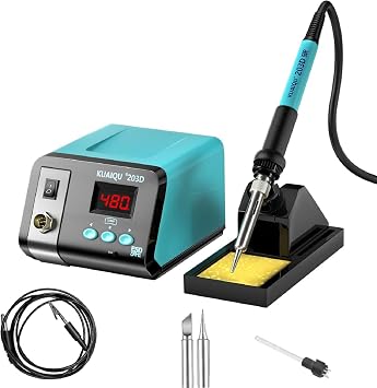75W Digital Soldering Iron Kit,Solder Station with Ceramic Heating Element,Precision Temperature Control 50 C-480 C,Auto Sleep & ESD Safe for Electronics Repair & DIY Soldering