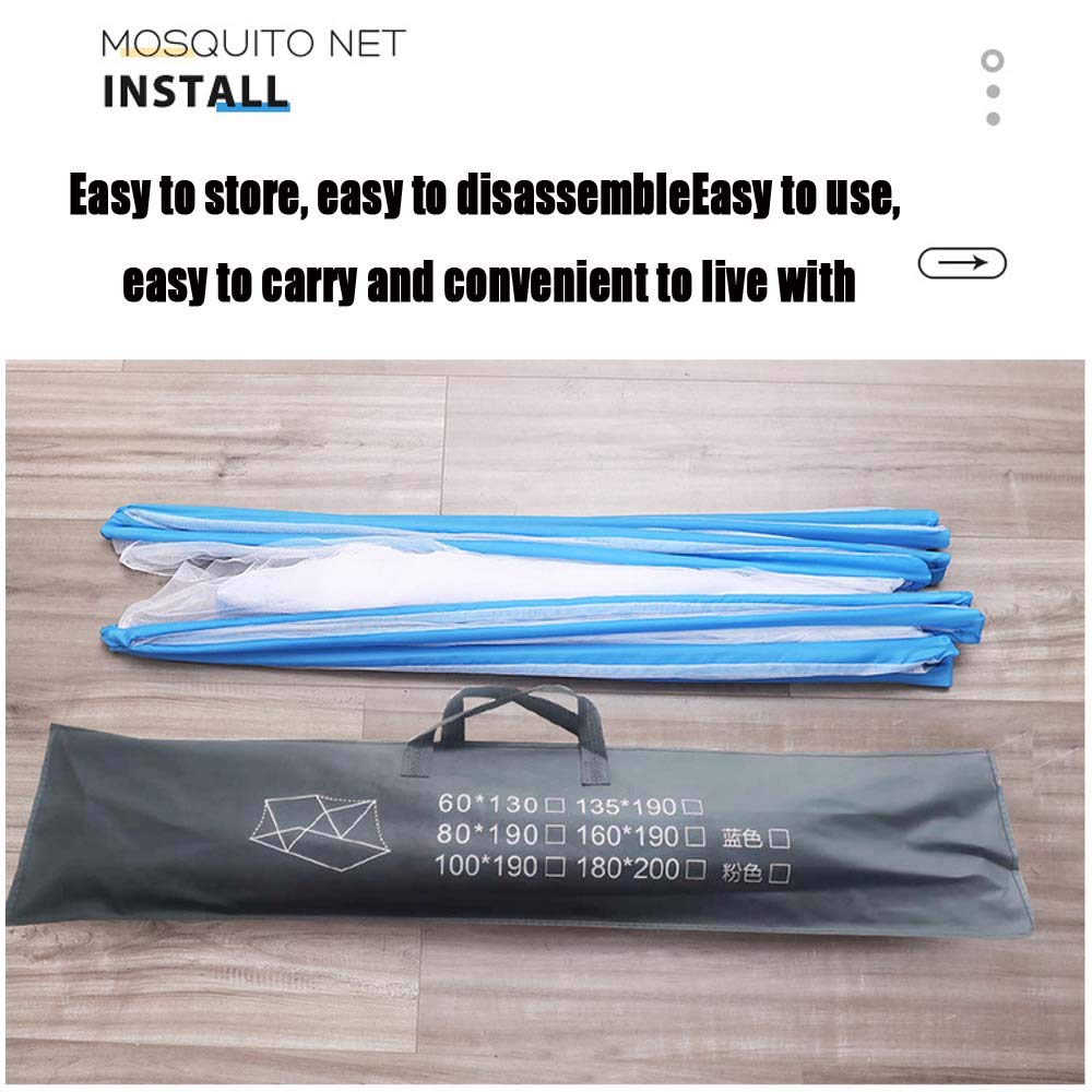 Mosquitera, Dosel para Cama, portátil, Plegable, sin Fondo, con cifrado, para Viajes, Cortina de Camping con Doble Puerta Plegable (100 cm x 190 cm, Rosa)