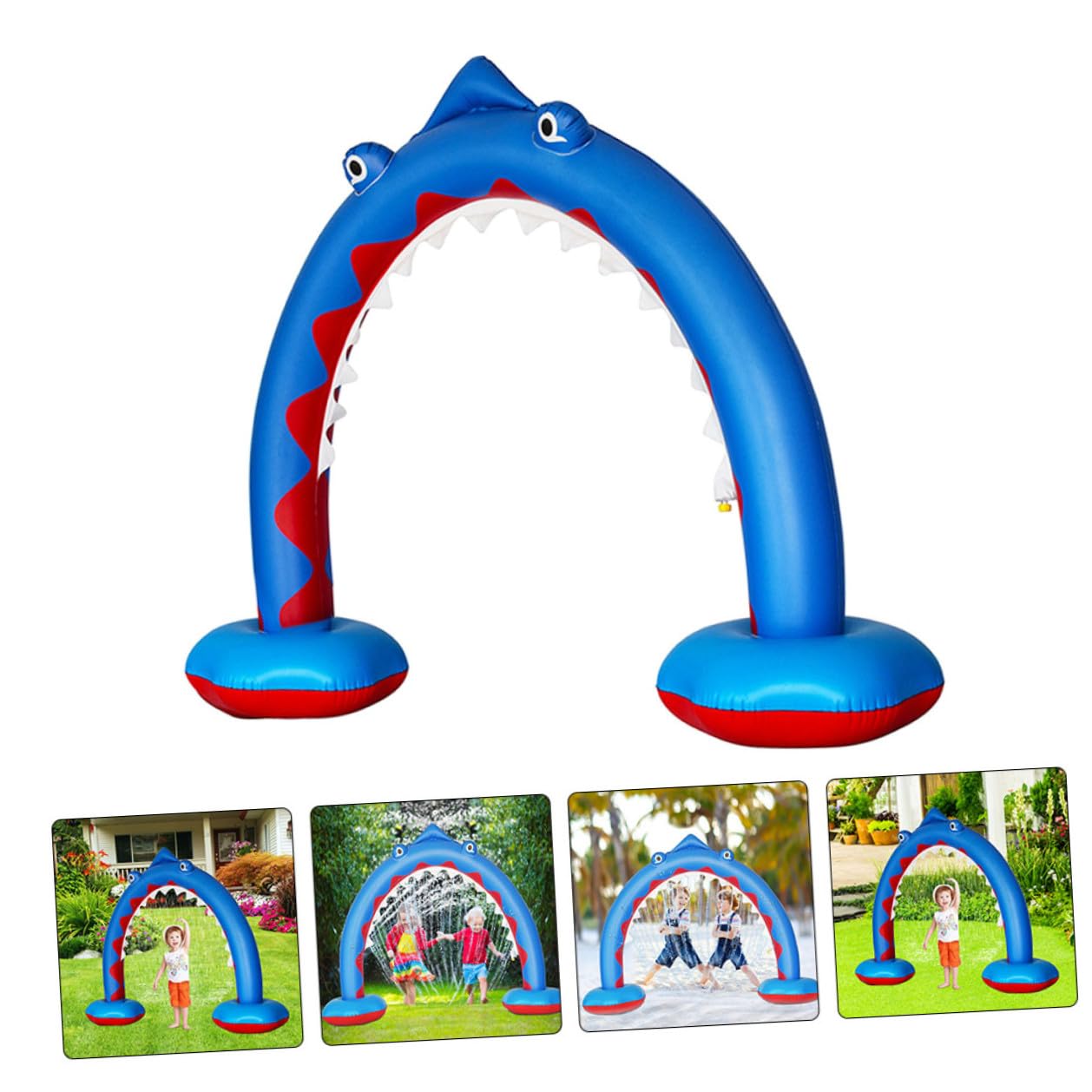 Arche Gonflable de Pulvérisation d'eau pour Garçon et Filles en PVC Bleu, Jouet D'été Extérieur Arroseur pour Jeux d'eau sur Pelouse et Interaction Parent-garçon et Filles