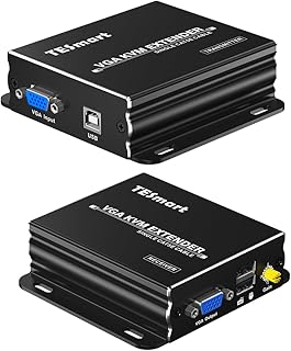 1080P 60Hz Long Range 984ft USB VGA KVM Extender Over Cat5e Cat6 Ethernet Cable (up to 984ft/300m, Sender+Receiver)