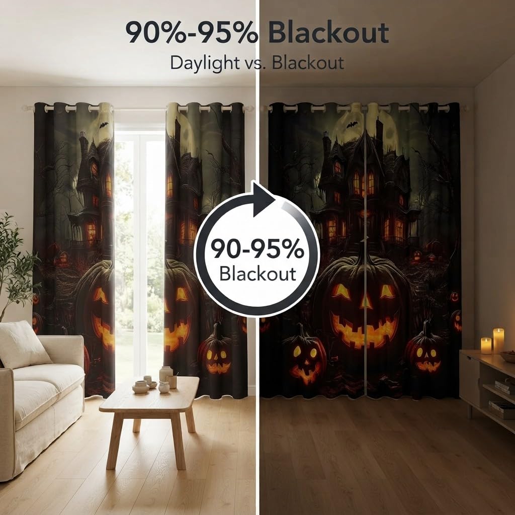 Rideaux Occultants Citrouille d'halloween Thermiques 120x200cm