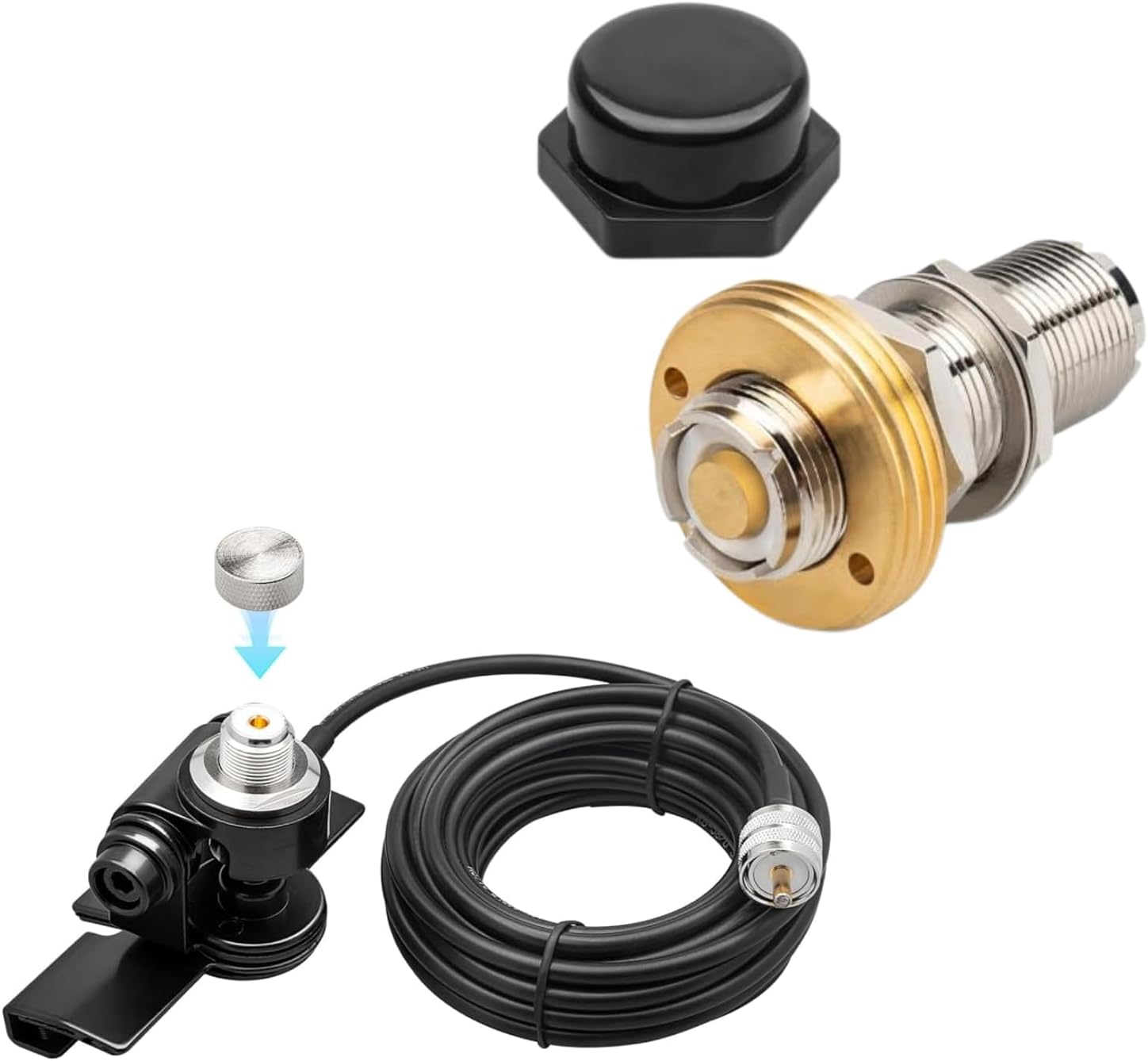 Anina Car Antenna Lip Mount Bracket Fix Bracket Mounting UHF PL259 Male to SO239 Female RG58 Cable Coaxial Connector NMO Connector NMO to UHF PL259 Coax Adapter Kit Low Loss Assembly