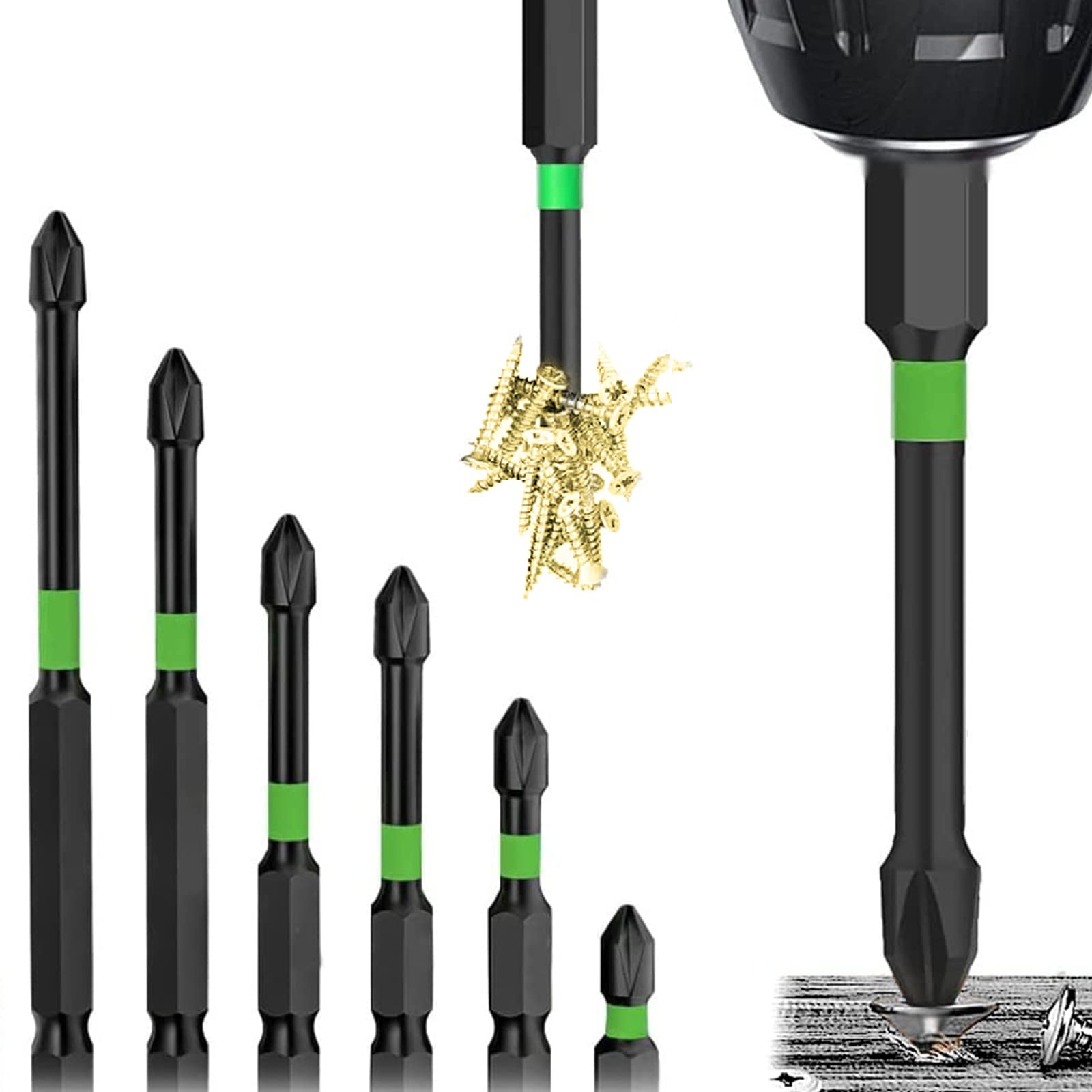 "Magnetic Screwdriver Bit Set,Phillips Bits S2 Impact Magnetic.Strong Magnetic Anti-Slip Screwdriver Bit Set.Steel Phillips Cross Slot Screwdriver Bit Set For Power Screwdriver Impact Drill (A) "