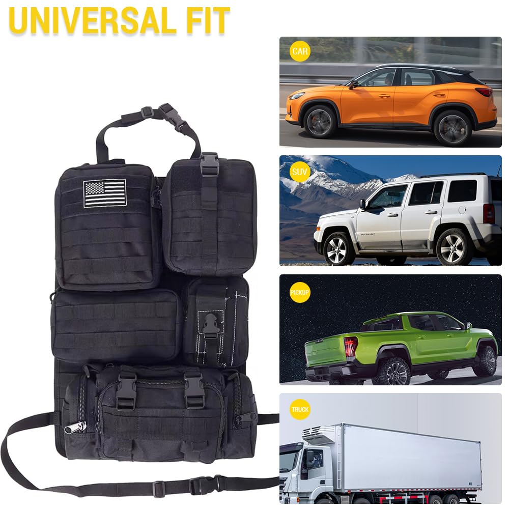 Genérico Organizador universal para respaldo de asiento coche con 5 bolsillos desmontables panel almacenamiento ajustable vehículos actividades y control del desorden