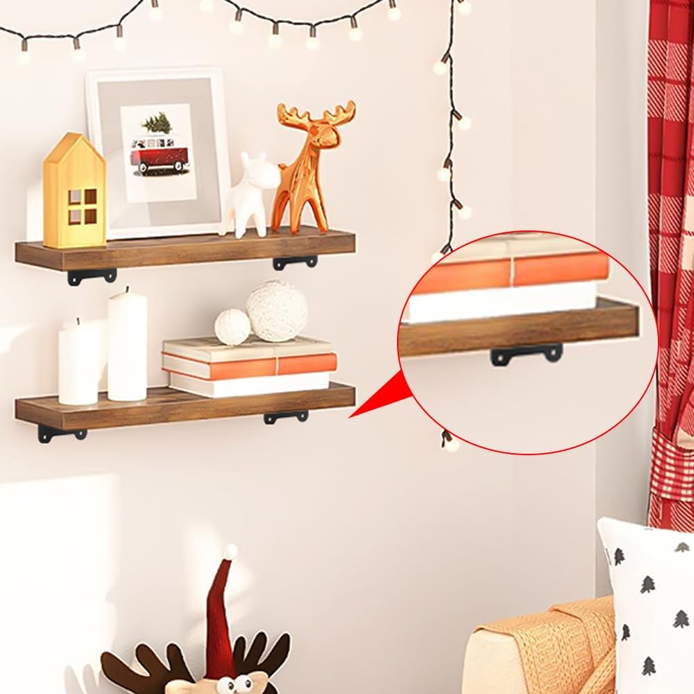 Shelf Bracket, Floating Shelf Bracket 10 Inch ,Heavy Duty Shelf Brackets, Metal Wall Shelf Brackets with 1/5 Inch Thick and Holds 160+lb, Brackets for Wood Shelves (2, 10 inch)