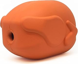 MuttsKickButt by SodaPup Roasted Turkey Durable Natural Rubber Treat Dispenser and Chew Toy Guaranteed Tough - Orange - Large