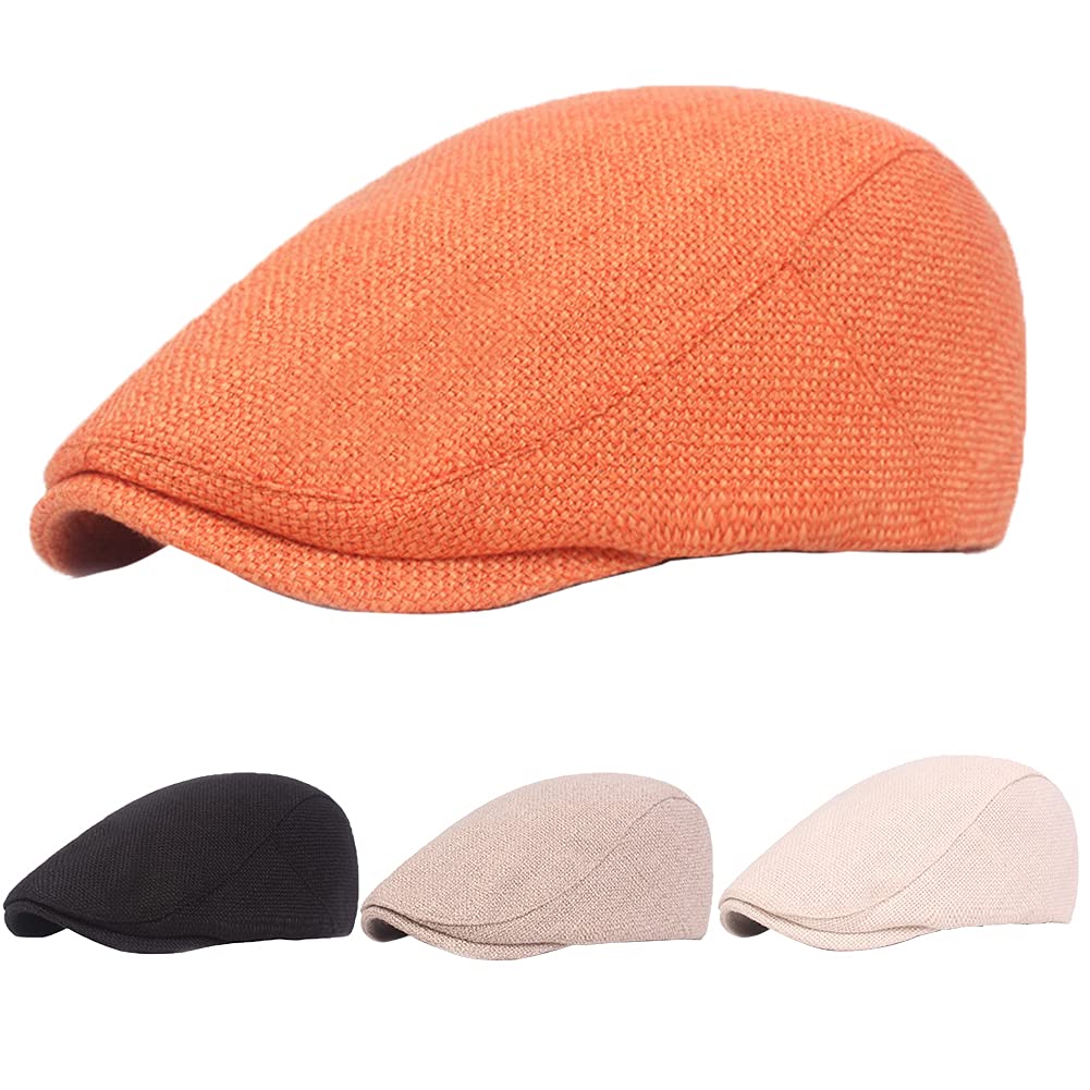 Gorra plana, sombrero de periódico, sombrero de lino vintage con pico, sombrero de periódico ajustable para viajes al aire libre, gorra de lino para hombre y mujer