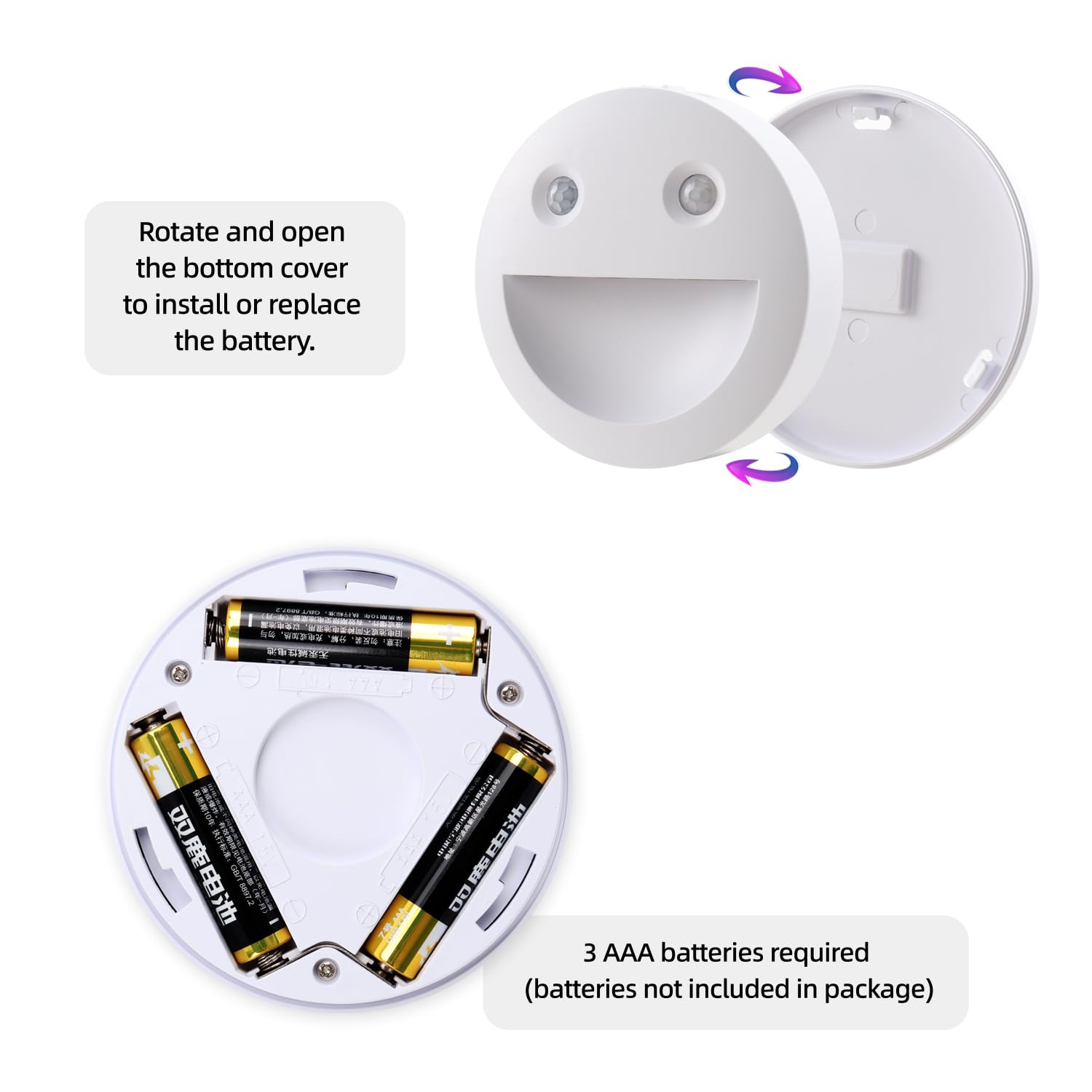 Diagwache Smiley Nachtlicht 23cm - 3 Farben LED, Wiederaufladbar Für Kinderzimmer