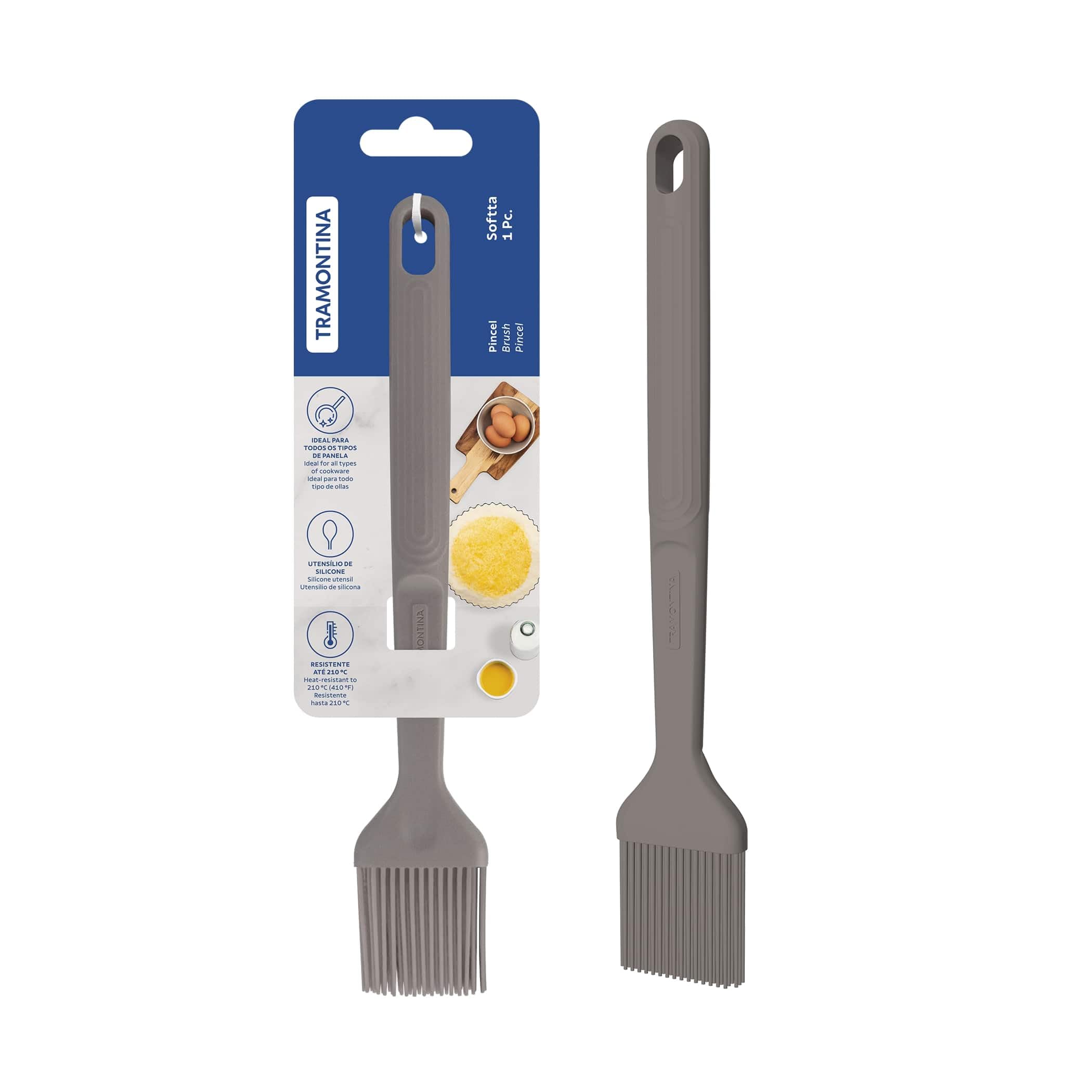 Tramontina Softta Silicone Basting Brush – Grey, Heat Resistant to 210°C – Ideal for Sauces, Marinades, Glazes, Butter – Baking, BBQ & Cooking Tool