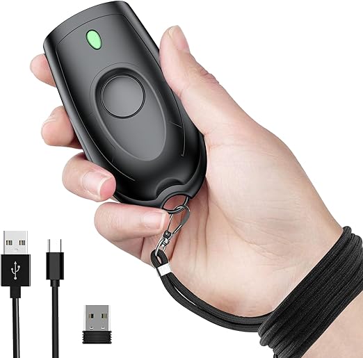 Symcode Bluetooth 2D Barcode Scanner Mini QR Portable Barcode Scanner 3-in-1 Bluetooth & 2.4G Wireless & USB Wired Barcode Scanner with Android,iOS,Computers,Windows, 2D QR Black