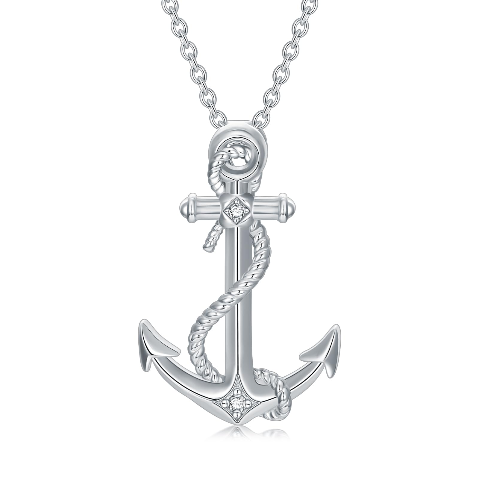 Collana da donna con ancora in argento Sterling 925, con ciondolo a forma di ancora, con diamante, idea regalo per donne, ragazze, mamma, fidanzata