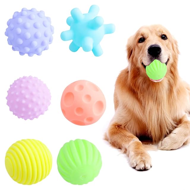 Rolin Roly 6 piezas de juguete de bola de prensa para perros, juguetes para masticar perros