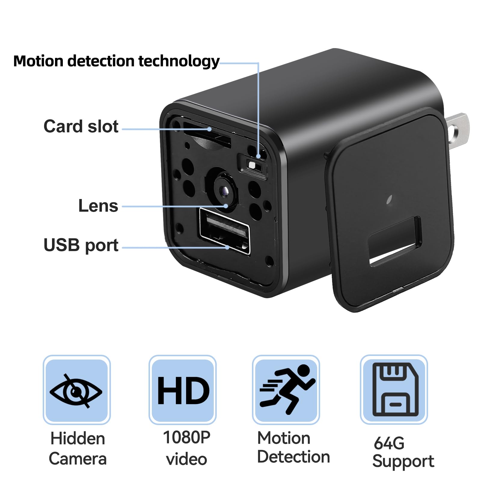 Mini Spy Camera 1080P DIY Portable Hidden Camera for Nanny, Video Security with Motion Detection for Home, Car, Drone, Office
