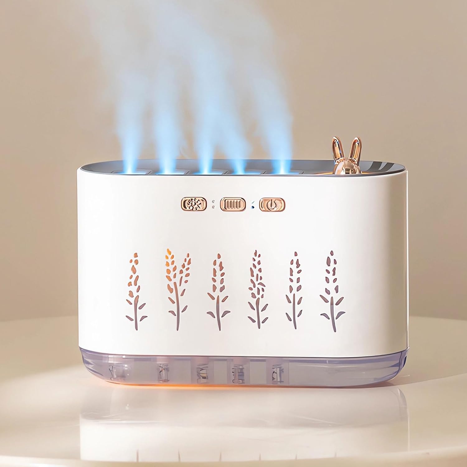 Humidificador de niebla fría de 5 boquillas, difusor de humidificador de detección de música con luz LED de 20 colores, difusor de aceite esencial