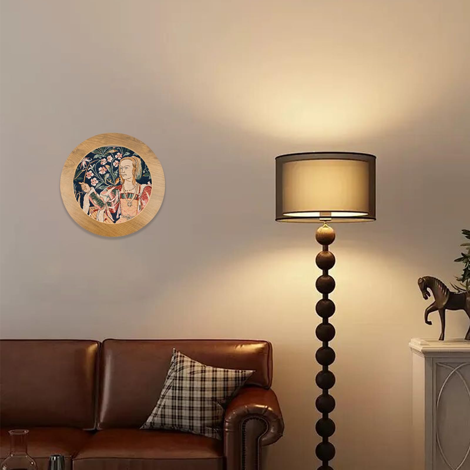 HOMSFOU Telaio a cerchio da ricamo in legno rifinito a punto croce cornice rotonda per ricamo cornice da parete cornice per foto decorazione fai da te ornamenti artigianali da 17,8 cm