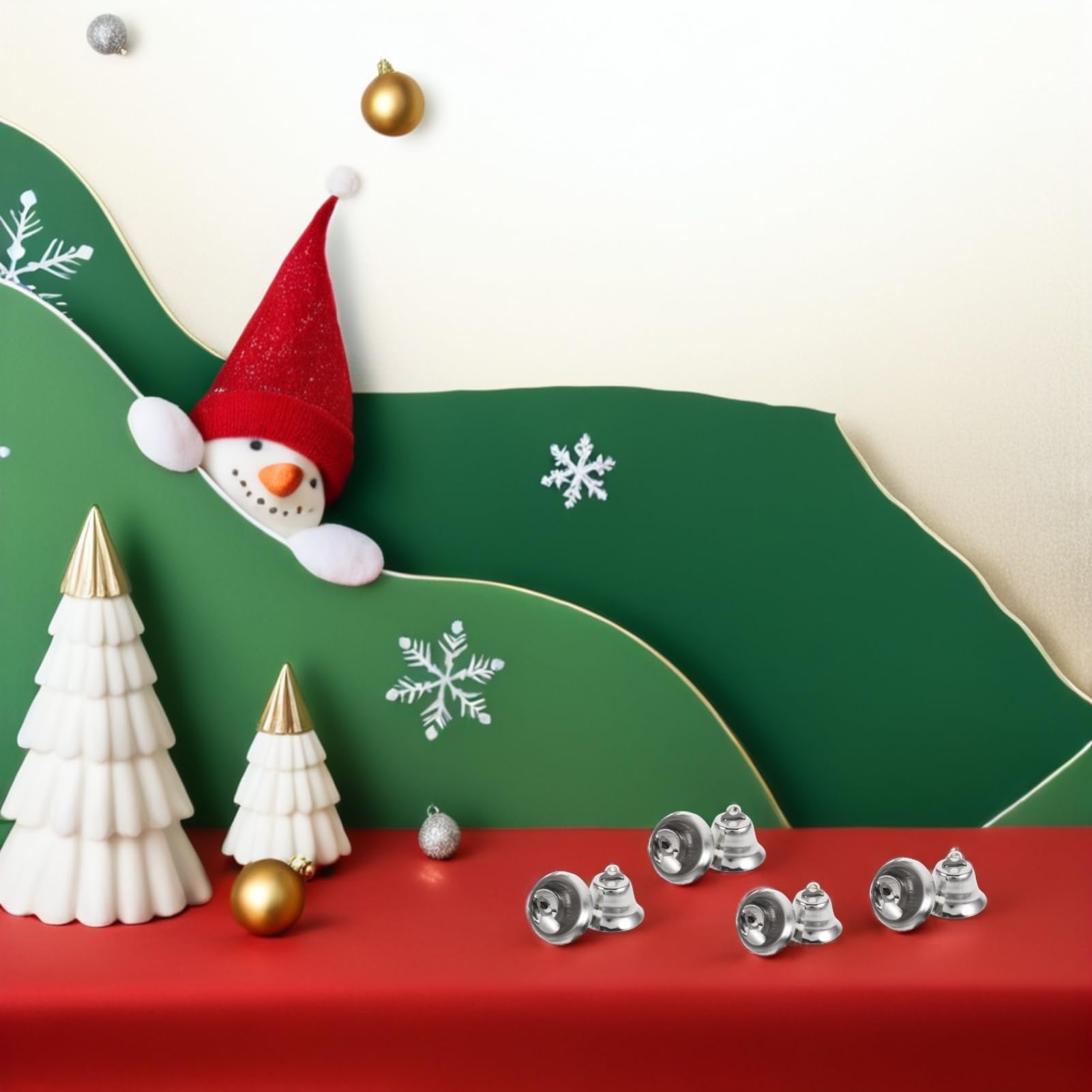 20 Clochettes de Noël en Métal Argenté 2,1 Cm pour Décoration de Sapin, 20 Pièces pour Bricolage Fête Suspendre Murale