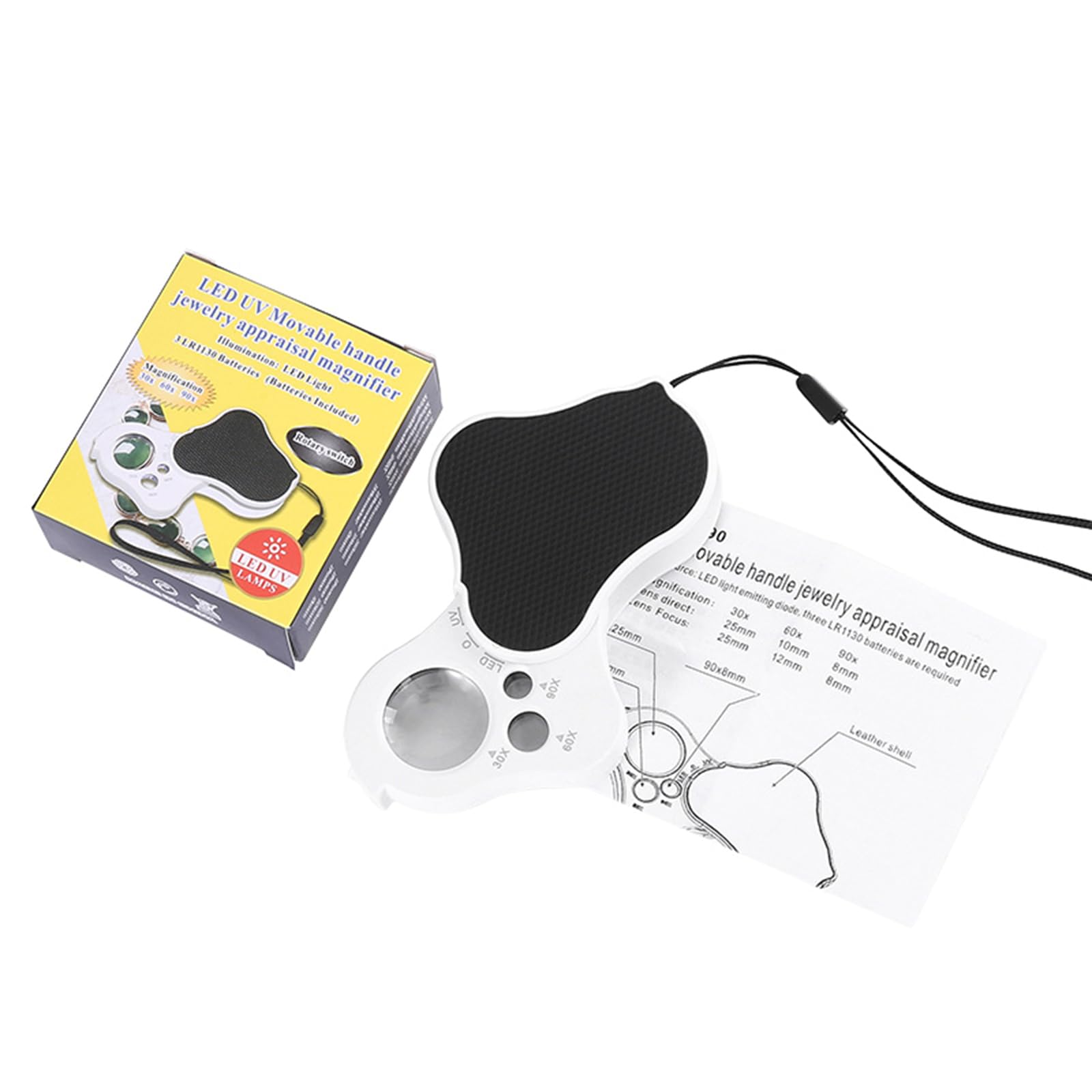 Handheld Magnifier Jewelry Eye Glass 30X 60X 90X Folding Loupe Jewelrys Checking Tool Fit for Jeweler