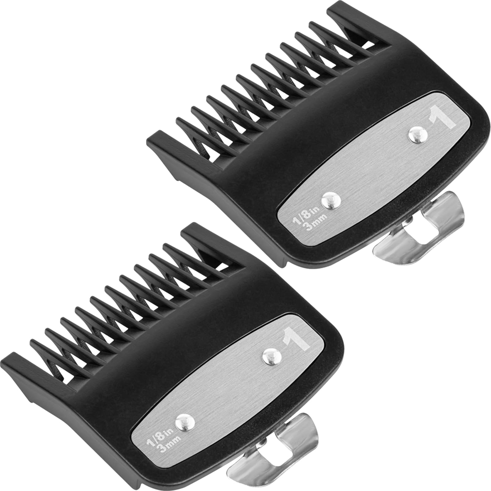 Replacement for Wahl Clipper Guards Set Hair Clipper and Trimmer,Compatible with Wahl 1 Guide Comb Attachment 1/8"(3.0 mm),for Barbers and Stylists,Black-2 Pack