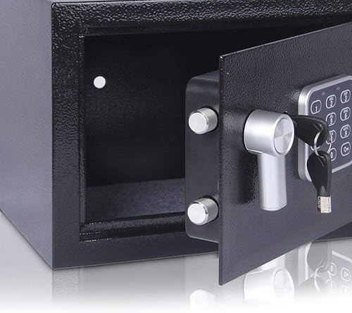 Miniatura 6 de SereneLife SLSFE12 - Caja de seguridad ignífuga con sistema de almohadilla de combinación digital electrónica y 2 llaves de acceso manual mecánicas,